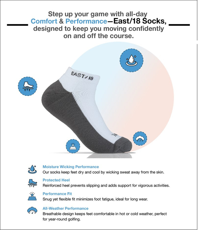 East/18 Men’s Golf High-Show Tempo Tall-Cut Socks, O/S, White