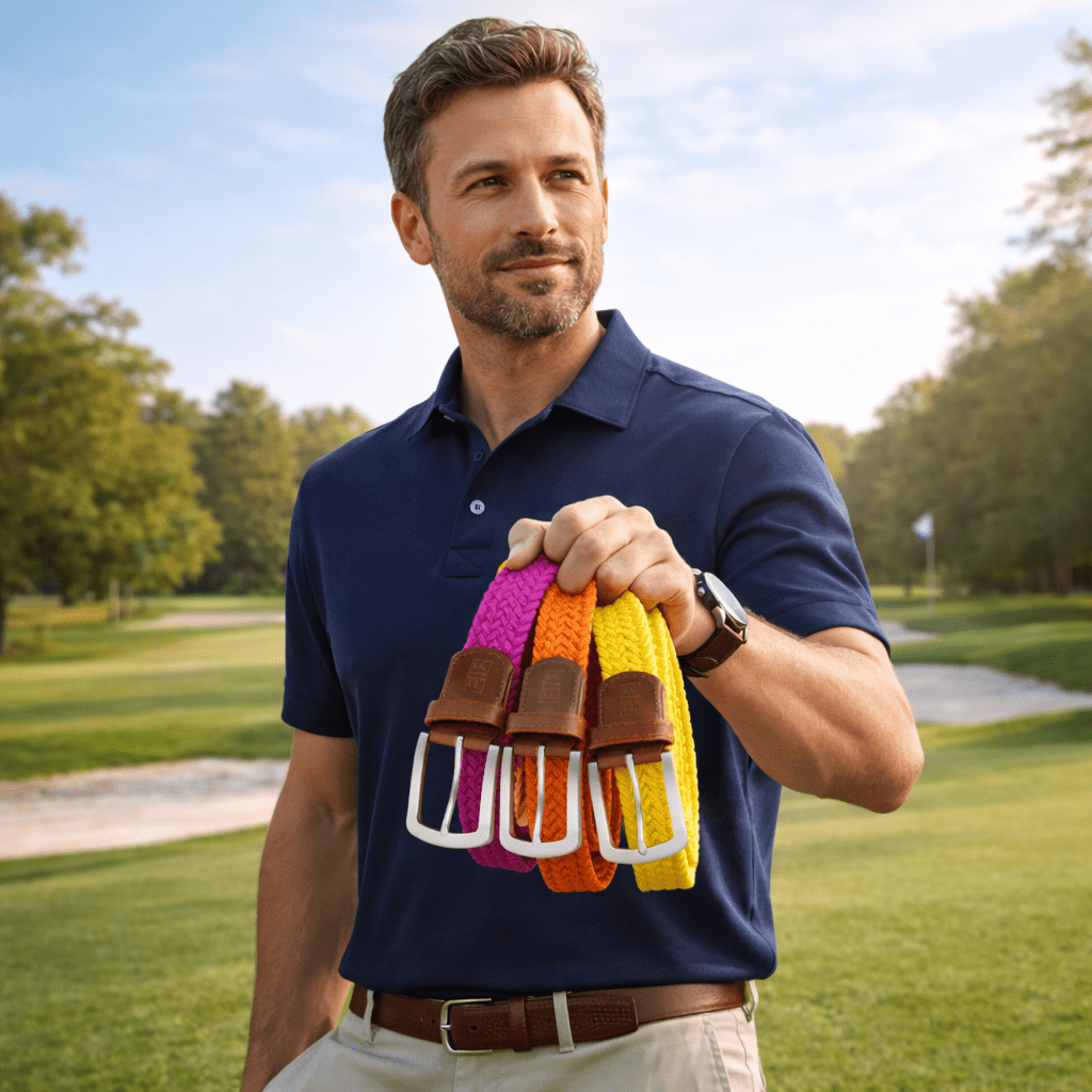 East/18 Men's Perfect Fit Woven Stretch Golf Belt, "Bold" 3 - Pack - East/18