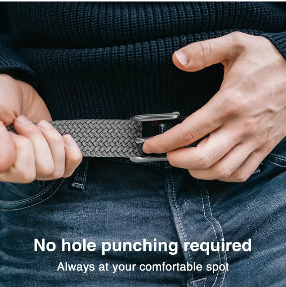 East/18 Men's Perfect Fit Woven Stretch Golf Belt, Green