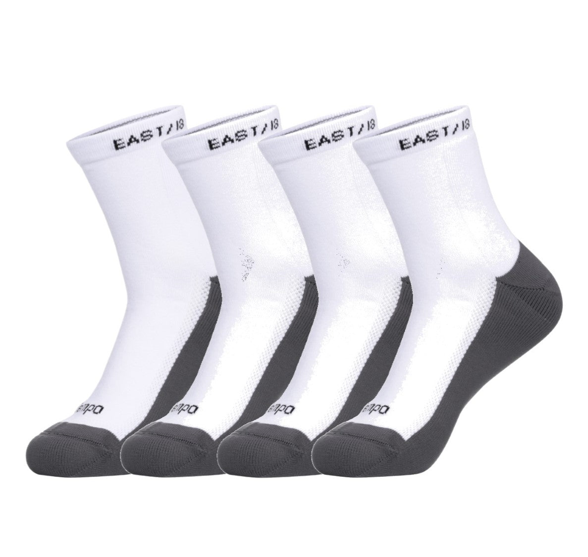 East/18 Men’s Golf High-Show Tempo Tall-Cut Socks, O/S, White, 4 Pack