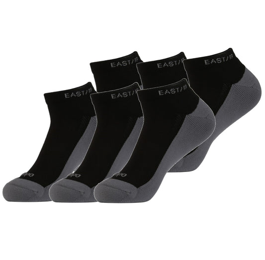 East/18 Men’s Golf Low-Show Tempo Ankle Socks, O/S, Black, 6 Pack