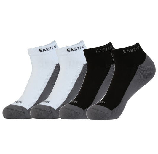 East/18 Men’s Golf Low-Show Tempo Ankle Socks, O/S, Wht/Blk, 4 Pack