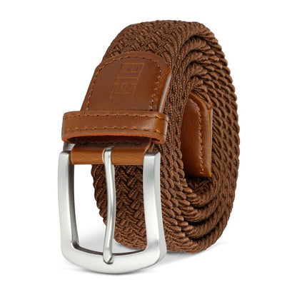 East/18 Men's Perfect Fit Woven Stretch Golf Belt, Brown