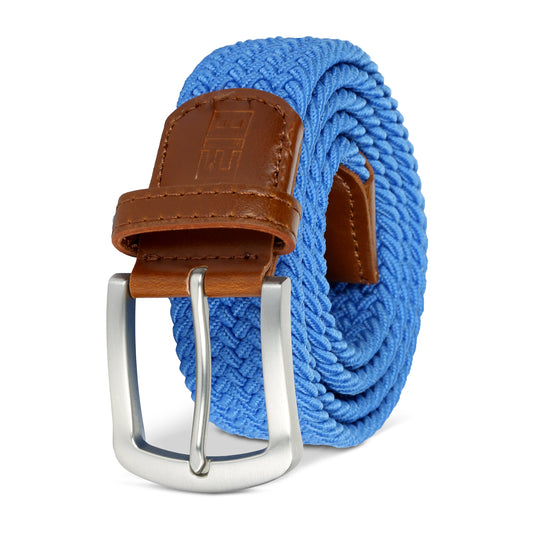 East/18 Men's Perfect Fit Woven Stretch Golf Belt, Blue, L/XL