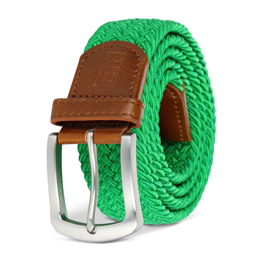 East/18 Men's Perfect Fit Woven Stretch Golf Belt, Green, M/L