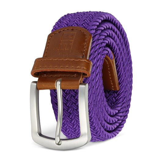 East/18 Men's Perfect Fit Woven Stretch Golf Belt, Purple, L/XL