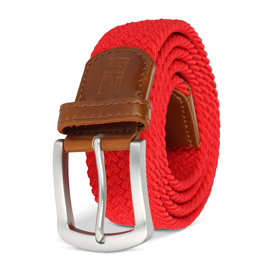 East/18 Men's Perfect Fit Woven Stretch Golf Belt, Red, L/XL