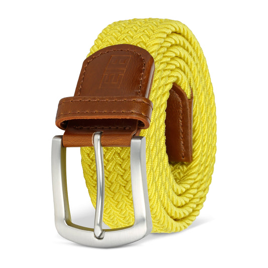 East/18 Men's Perfect Fit Woven Stretch Golf Belt, Yellow, L/XL