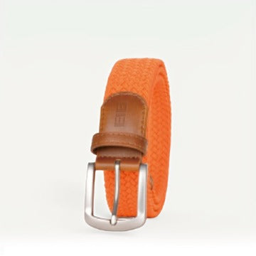 East/18 Men's Perfect Fit Woven Stretch Golf Belt, Orange, M/L