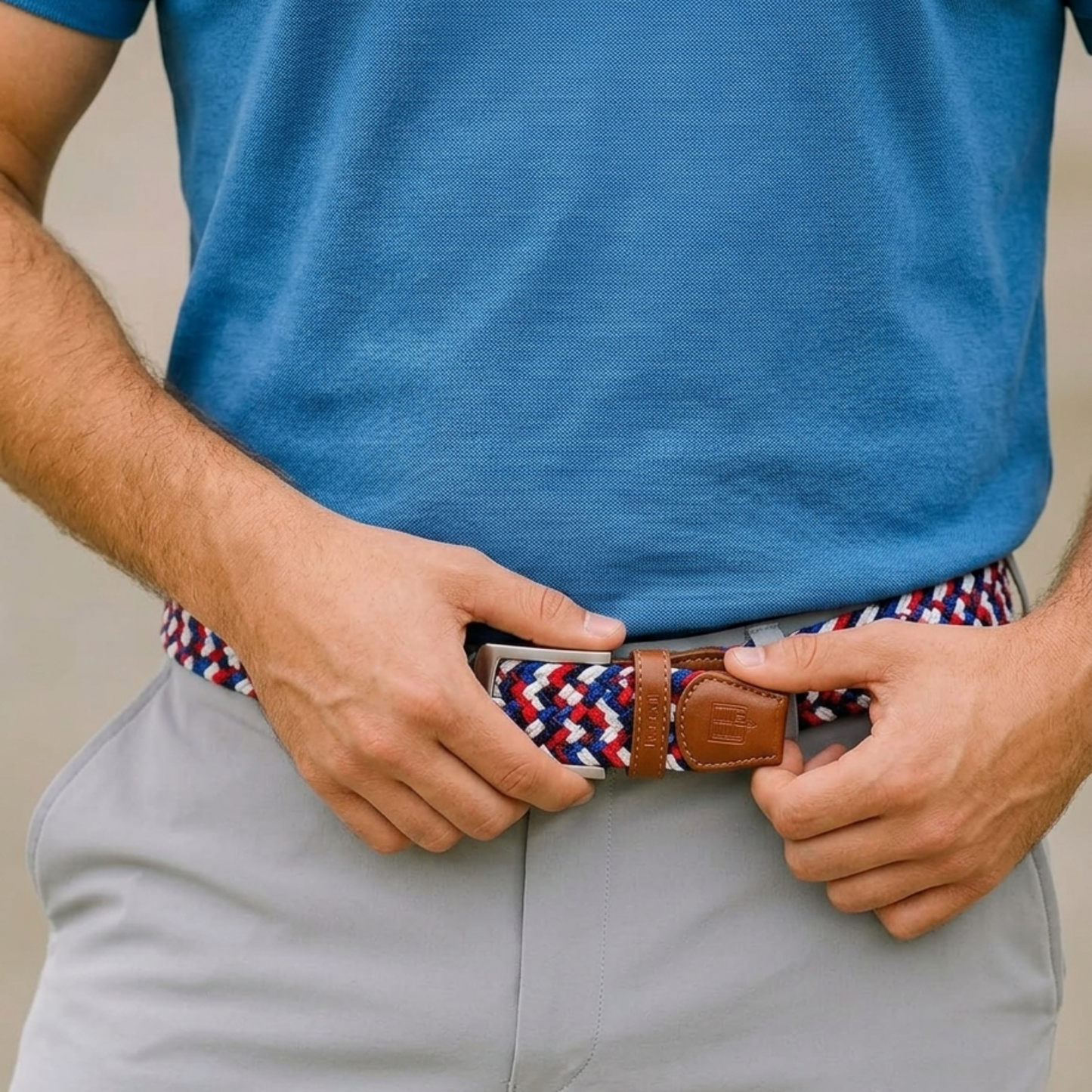 East/18 Men's Perfect Fit Woven Stretch Golf Belt, Liberty Weave