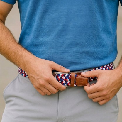 East/18 Men's Perfect Fit Woven Stretch Golf Belt, Liberty Weave