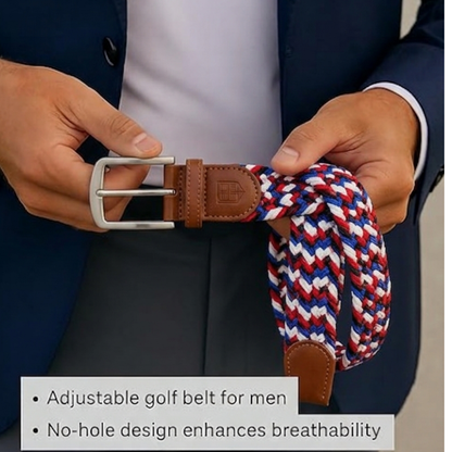 East/18 Men's Perfect Fit Woven Stretch Golf Belt, Liberty Weave