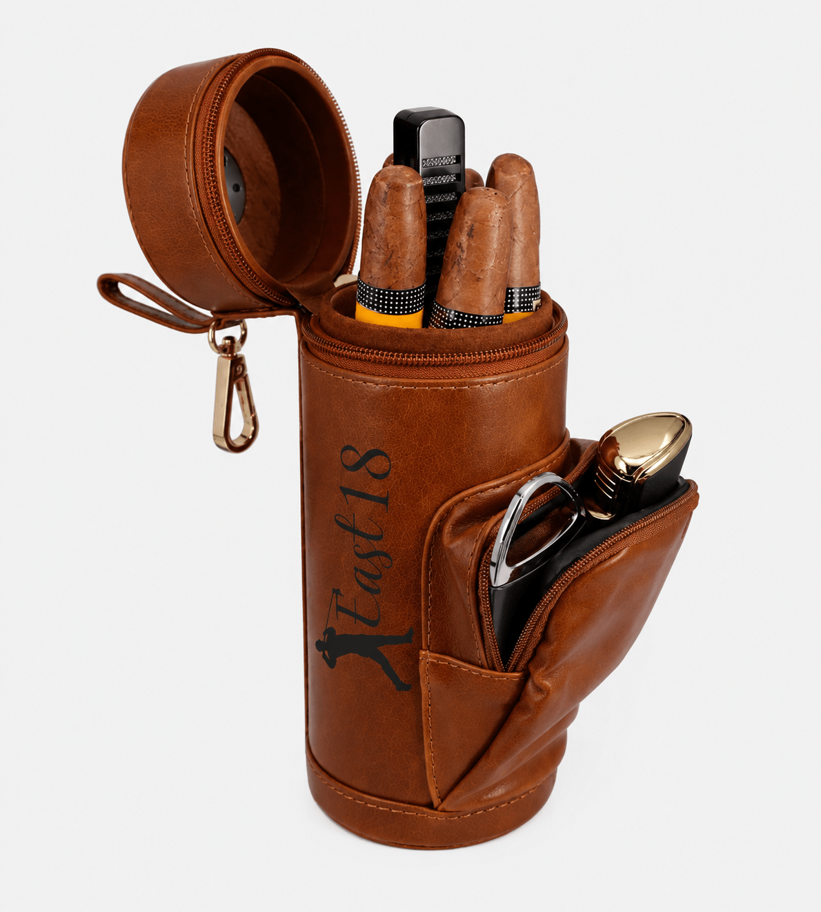 East18 Cedar Lined Leather Travel Cigar Humidor - East/18