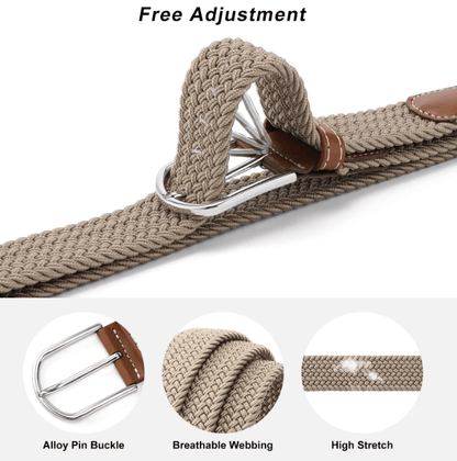 East/18 Men's Perfect Fit Woven Stretch Golf Belt, 6 Pack Bamboo Gift Box - East/18Belt