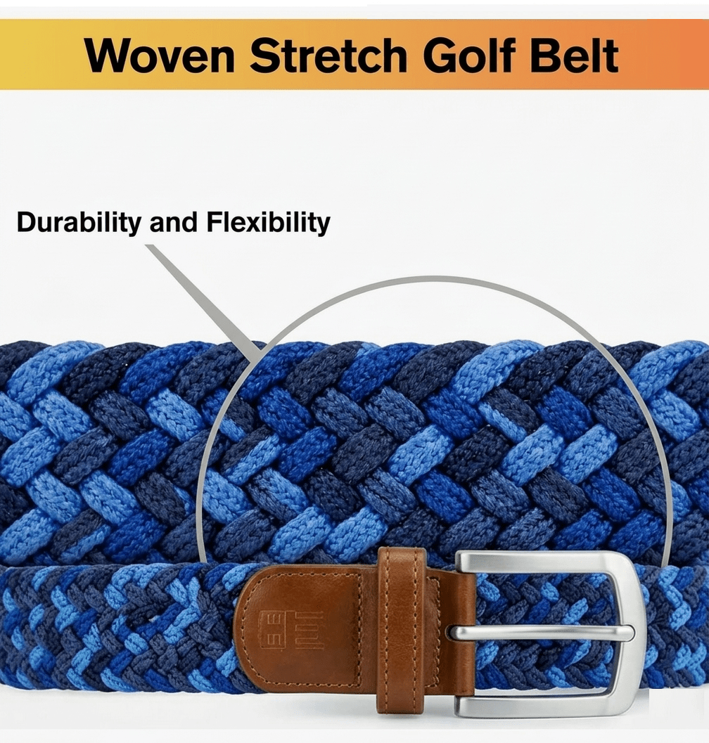 East/18 Men's Perfect Fit Woven Stretch Golf Belt, Atlantic Weave - East/18