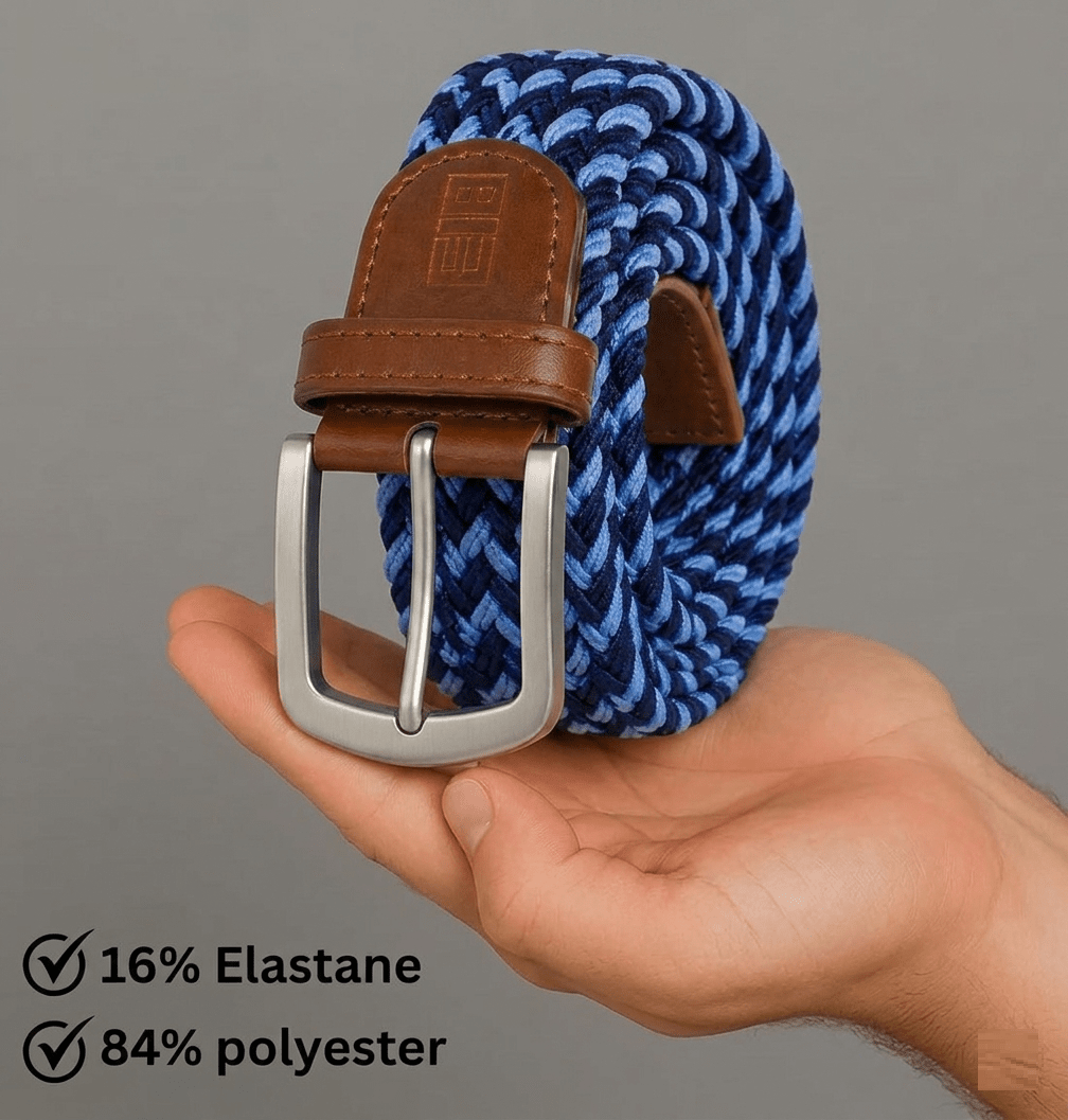 East/18 Men's Perfect Fit Woven Stretch Golf Belt, Atlantic Weave - East/18
