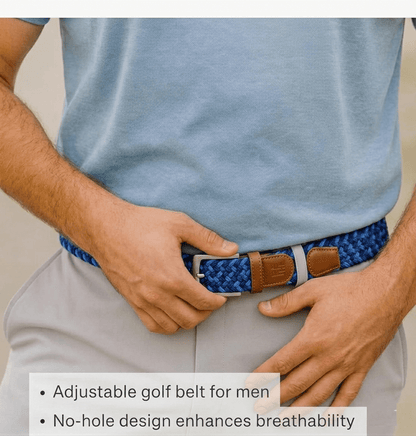 East/18 Men's Perfect Fit Woven Stretch Golf Belt, Atlantic Weave - East/18