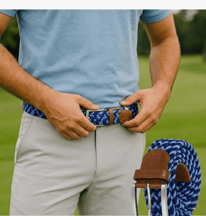 East/18 Men's Perfect Fit Woven Stretch Golf Belt, Atlantic Weave - East/18