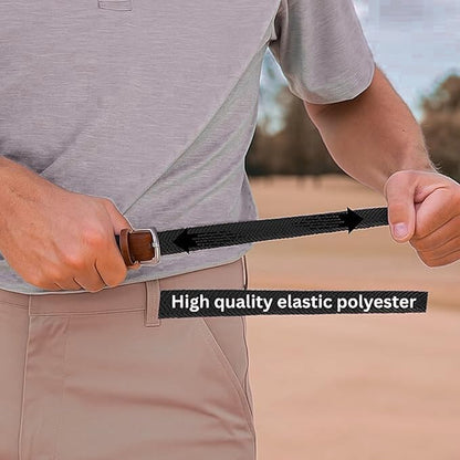 East/18 Men's Perfect Fit Woven Stretch Golf Belt, Black - East/18