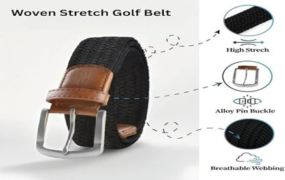 East/18 Men's Perfect Fit Woven Stretch Golf Belt, Black - East/18