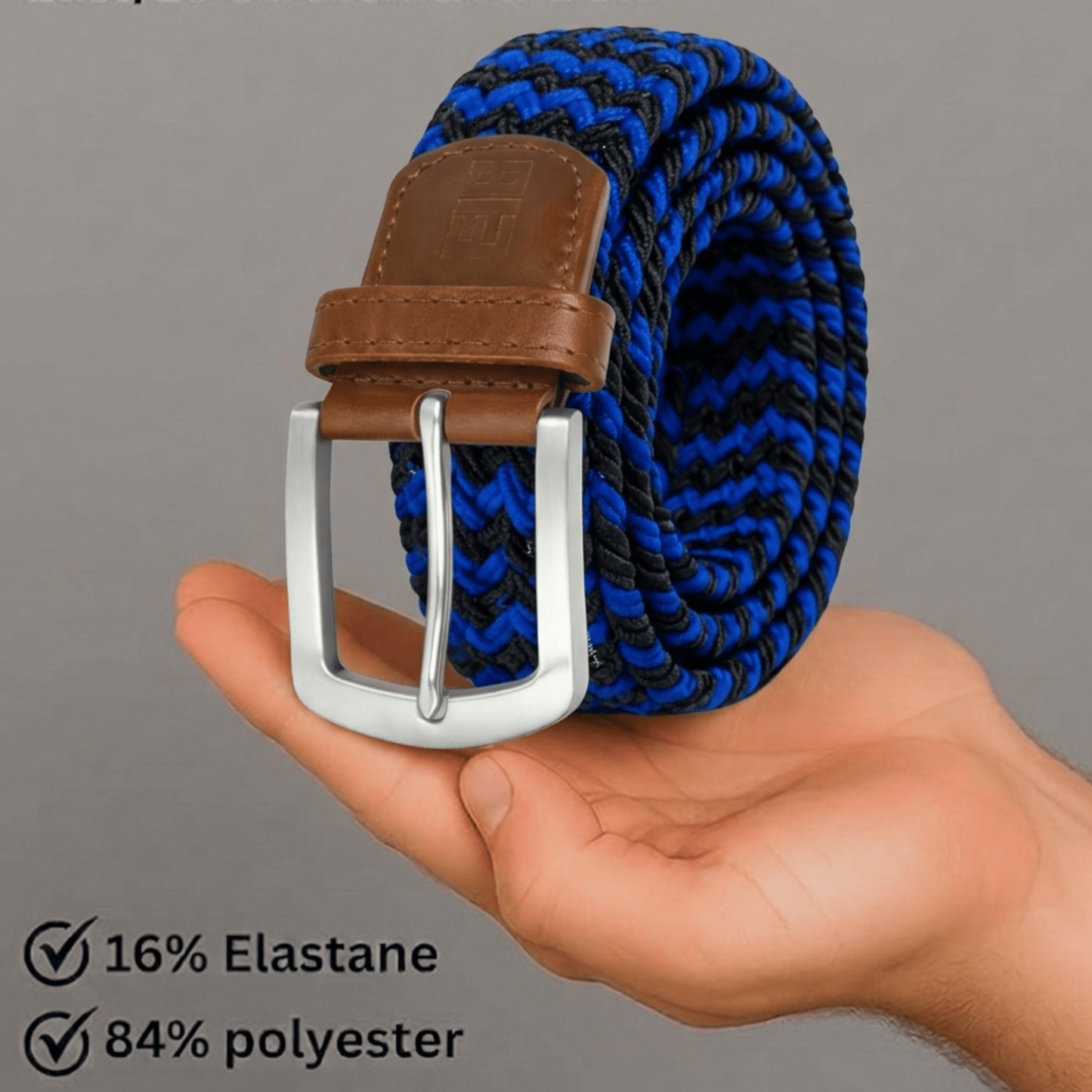 East/18 Men's Perfect Fit Woven Stretch Golf Belt, Blue Voltage - East/18