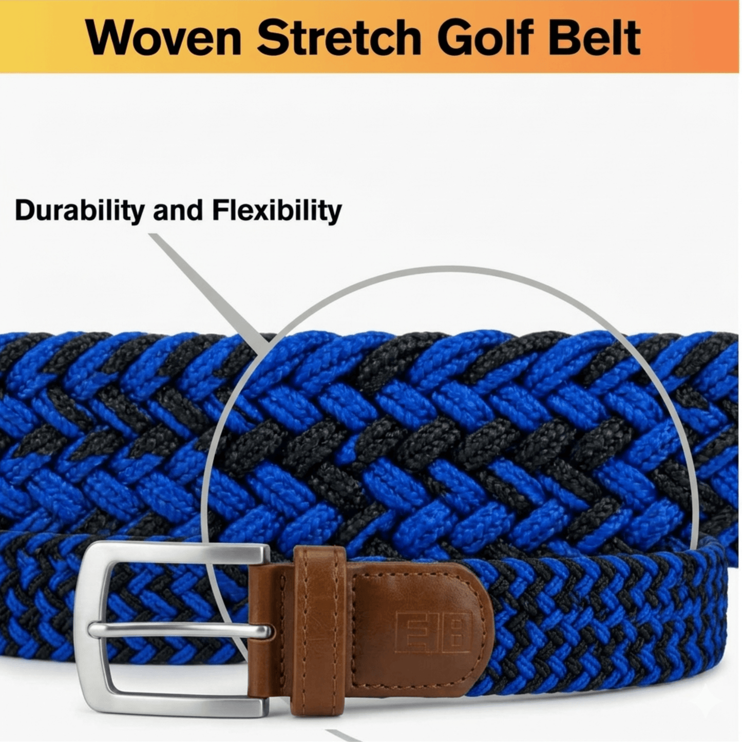 East/18 Men's Perfect Fit Woven Stretch Golf Belt, Blue Voltage - East/18