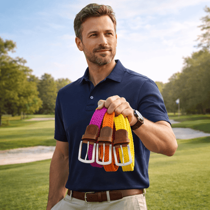 East/18 Men's Perfect Fit Woven Stretch Golf Belt, "Bold" 3 - Pack - East/18