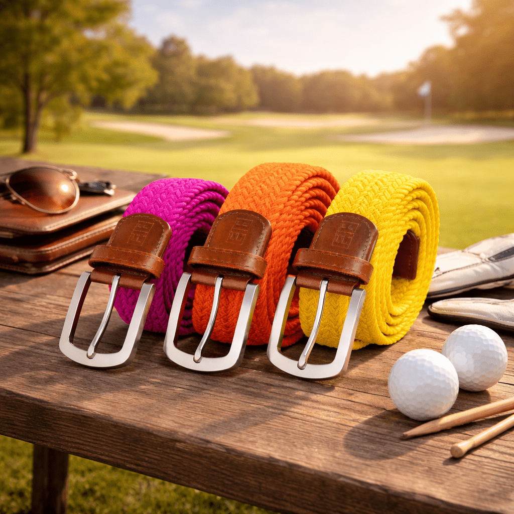 East/18 Men's Perfect Fit Woven Stretch Golf Belt, "Bold" 3 - Pack - East/18