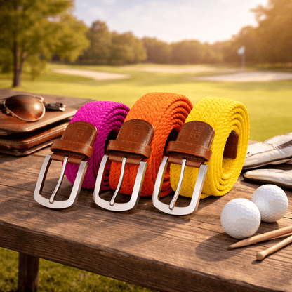 East/18 Men's Perfect Fit Woven Stretch Golf Belt, "Bold" 3 - Pack - East/18