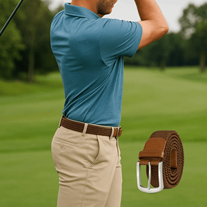 East/18 Men's Perfect Fit Woven Stretch Golf Belt, Brown - East/18