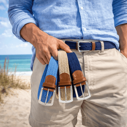 East/18 Men's Perfect Fit Woven Stretch Golf Belt, "Coastal" 3 - Pack - East/18