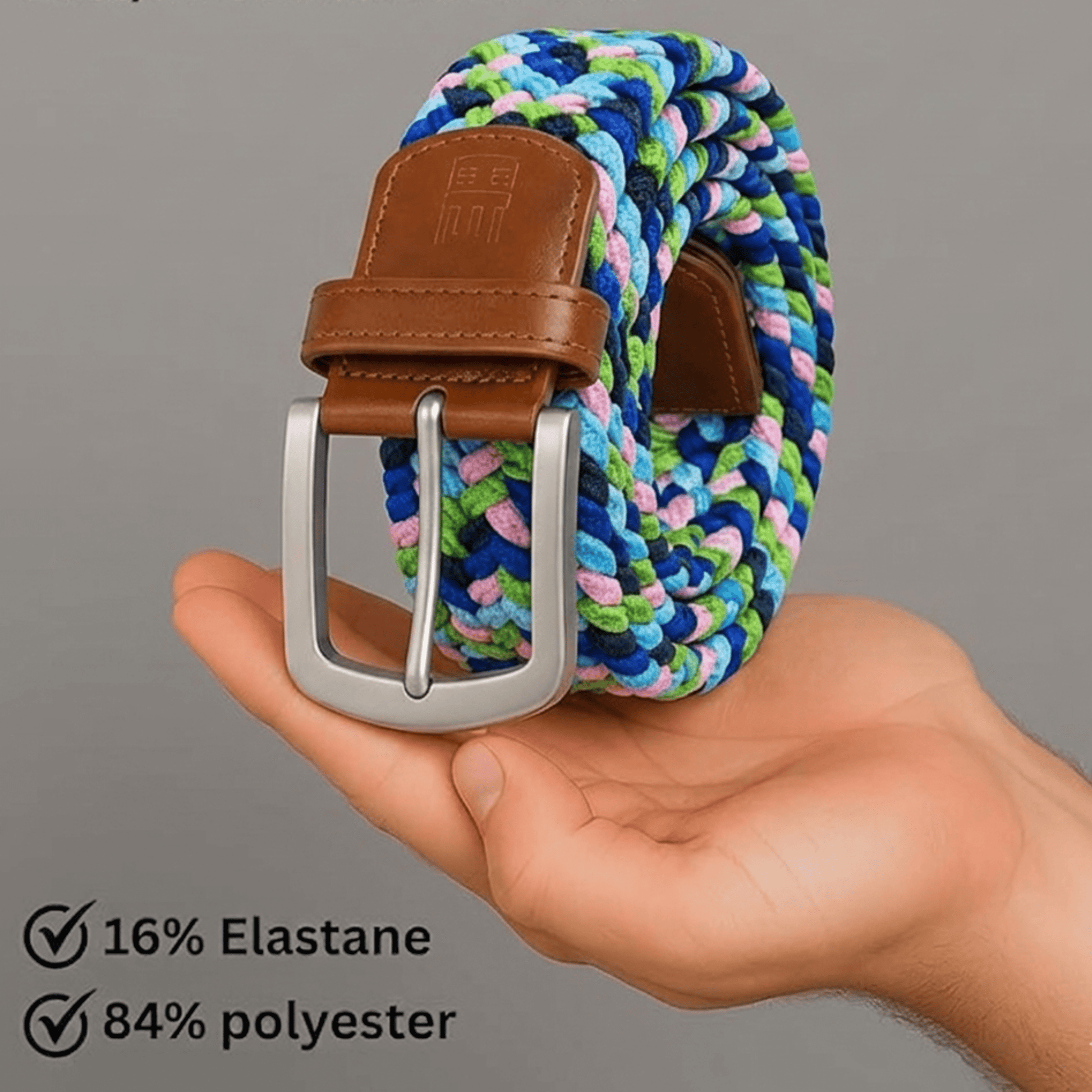 East/18 Men's Perfect Fit Woven Stretch Golf Belt, Coastal Drift - East/18
