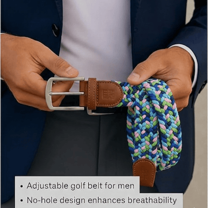 East/18 Men's Perfect Fit Woven Stretch Golf Belt, Coastal Drift - East/18