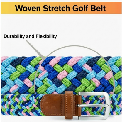 East/18 Men's Perfect Fit Woven Stretch Golf Belt, Coastal Drift - East/18