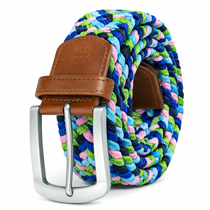 East/18 Men's Perfect Fit Woven Stretch Golf Belt, Coastal Drift - East/18