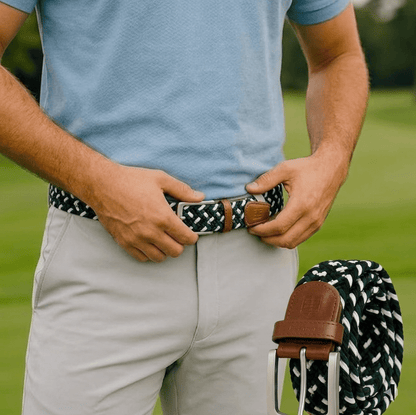 East/18 Men's Perfect Fit Woven Stretch Golf Belt, Evergreen Weave - East/18