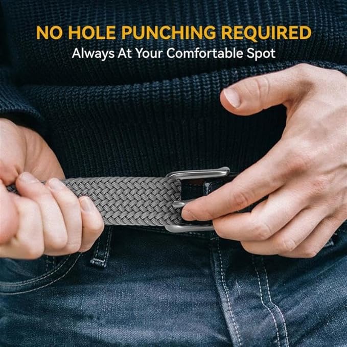 East/18 Men's Perfect Fit Woven Stretch Golf Belt, Gray - East/18