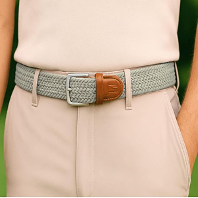 East/18 Men's Perfect Fit Woven Stretch Golf Belt, Gray - East/18