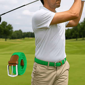 East/18 Men's Perfect Fit Woven Stretch Golf Belt, Green - East/18