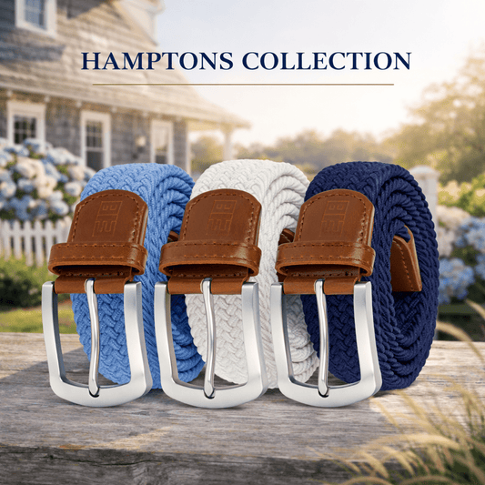 East/18 Men's Perfect Fit Woven Stretch Golf Belt, "Hamptons" 3 - Pack - East/18