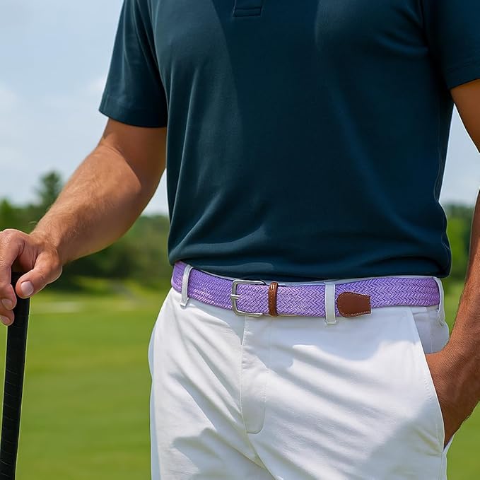 East/18 Men's Perfect Fit Woven Stretch Golf Belt, Lavender - East/18