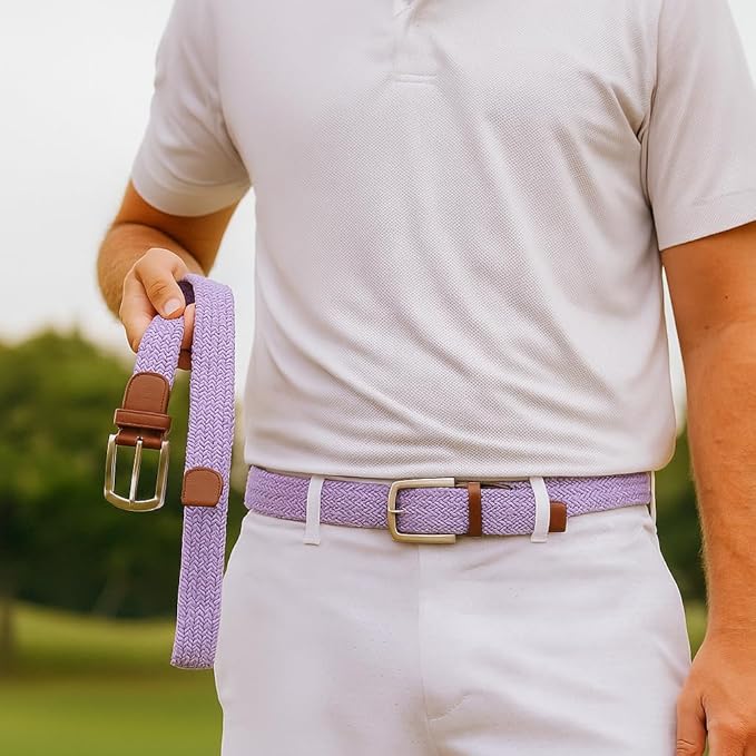 East/18 Men's Perfect Fit Woven Stretch Golf Belt, Lavender - East/18