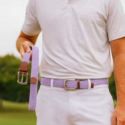 East/18 Men's Perfect Fit Woven Stretch Golf Belt, Lavender - East/18