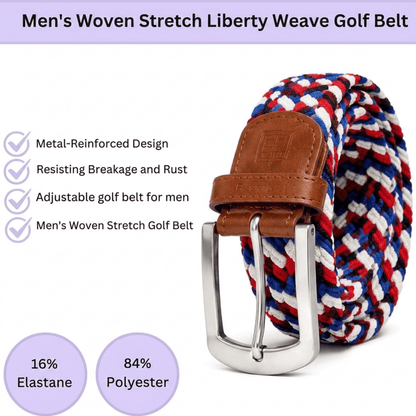 East/18 Men's Perfect Fit Woven Stretch Golf Belt, Liberty Weave - East/18