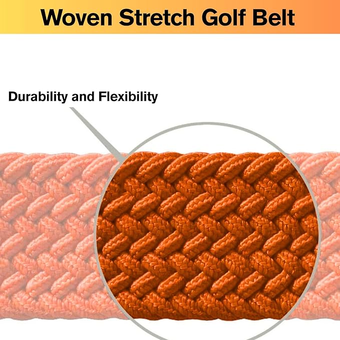 East/18 Men's Perfect Fit Woven Stretch Golf Belt, Orange - East/18