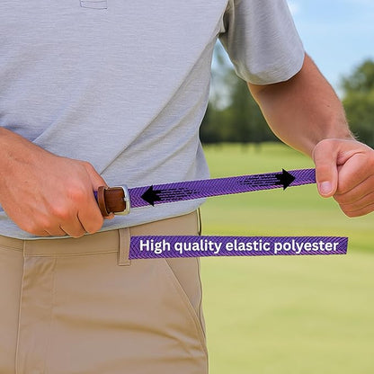 East/18 Men's Perfect Fit Woven Stretch Golf Belt, Purple - East/18