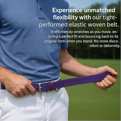 East/18 Men's Perfect Fit Woven Stretch Golf Belt, Purple - East/18