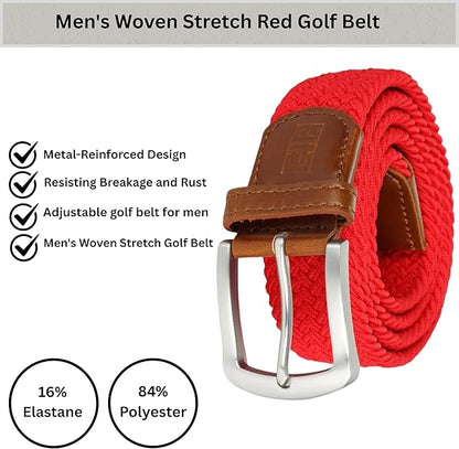 East/18 Men's Perfect Fit Woven Stretch Golf Belt, Red - East/18