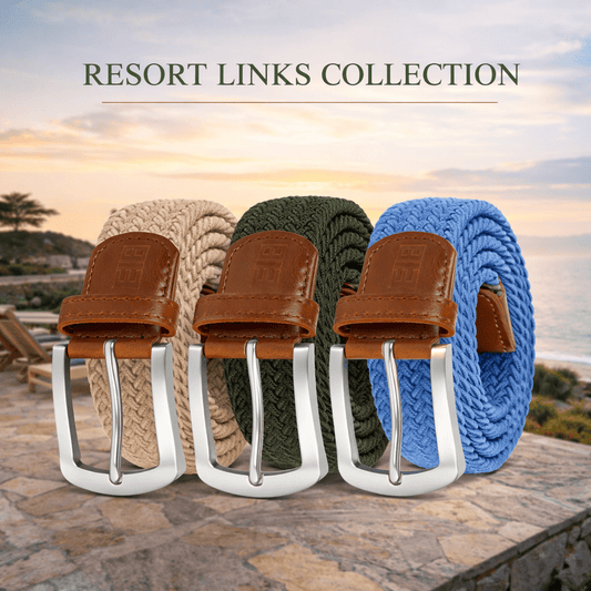 East/18 Men's Perfect Fit Woven Stretch Golf Belt, "Resort" 3 - Pack - East/18