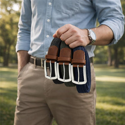 East/18 Men's Perfect Fit Woven Stretch Golf Belt, "Shadow" 3 - Pack - East/18